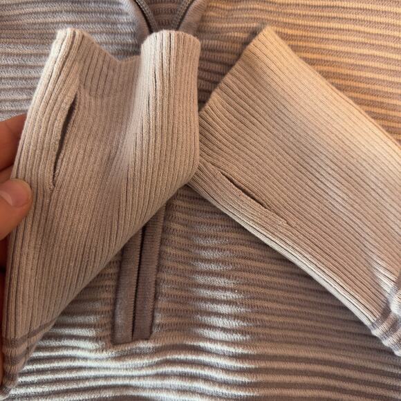 Offline Aerie Ribbed 1/4 Zip Pullover Sweatshirt Size M Purple Oversized Comfy - Picture 11 of 11